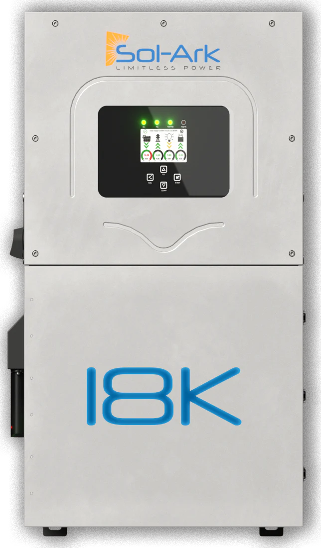 Sol-Ark power system with 18K label on a white background