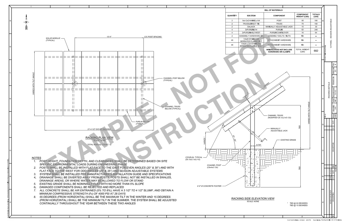 7.2 kW Ground Mount Solar Kit - (12) Philadelphia 600W Bifacial Solar Panels, Sinclair Sky Rack 2.0 & Plans