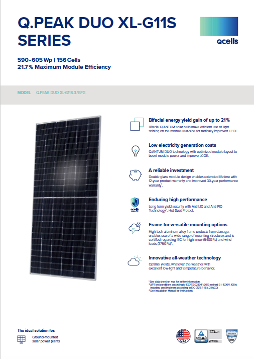 Hanwha QCELLS Q.PEAK DUO XL-G11S 590W Solar Panel