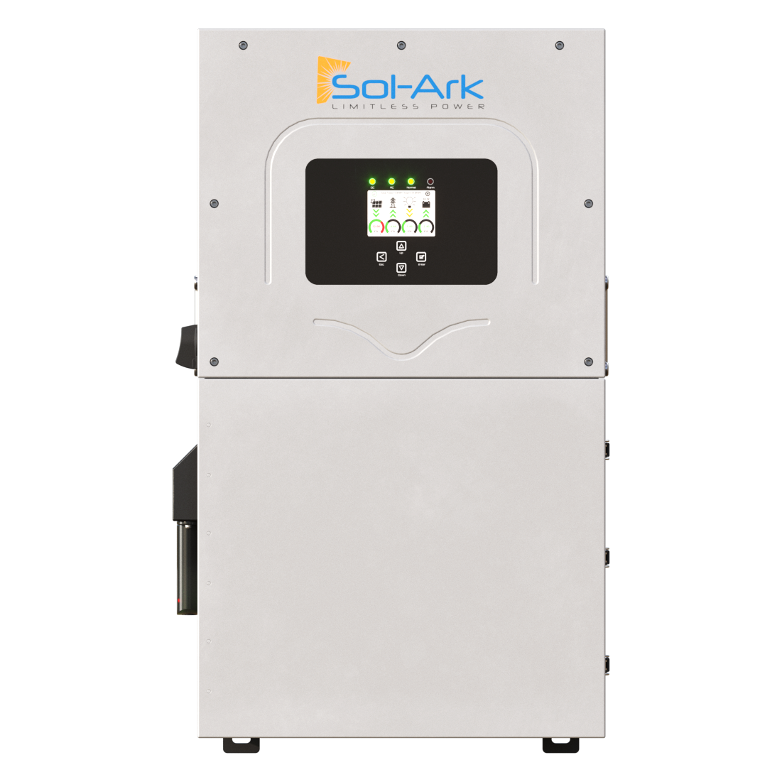 Sol-Ark 15K Hybrid Inverter Front View – Battery-Based System