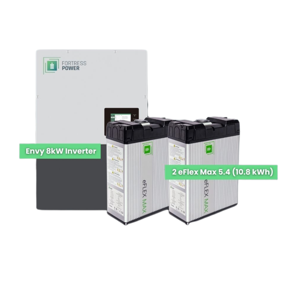 Fortress Power Envy 8kW All in One Hybrid Inverter + 2 eFlex Max 5.4 kWh Batteries Combo