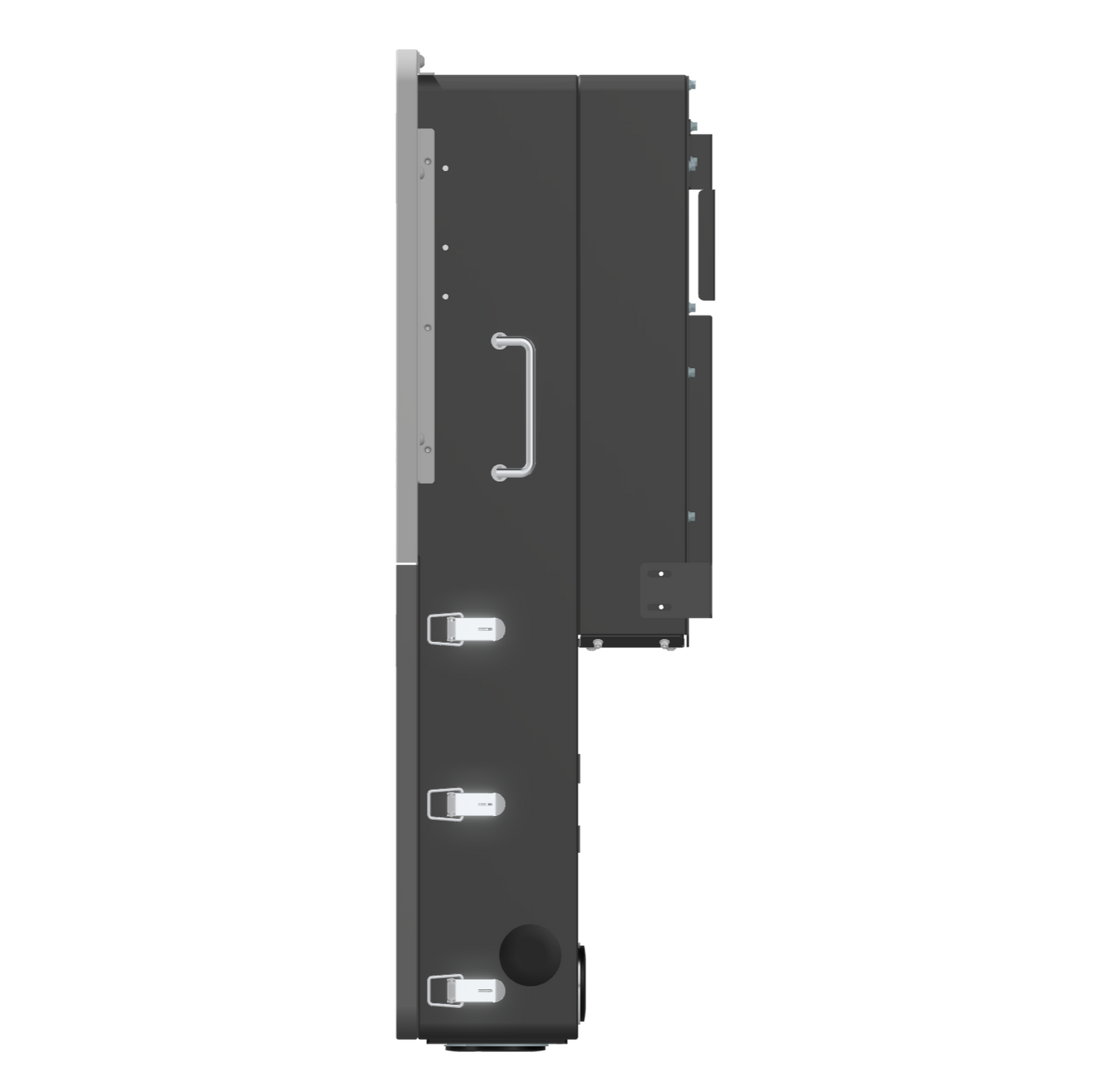 Black metal bracket on a white background