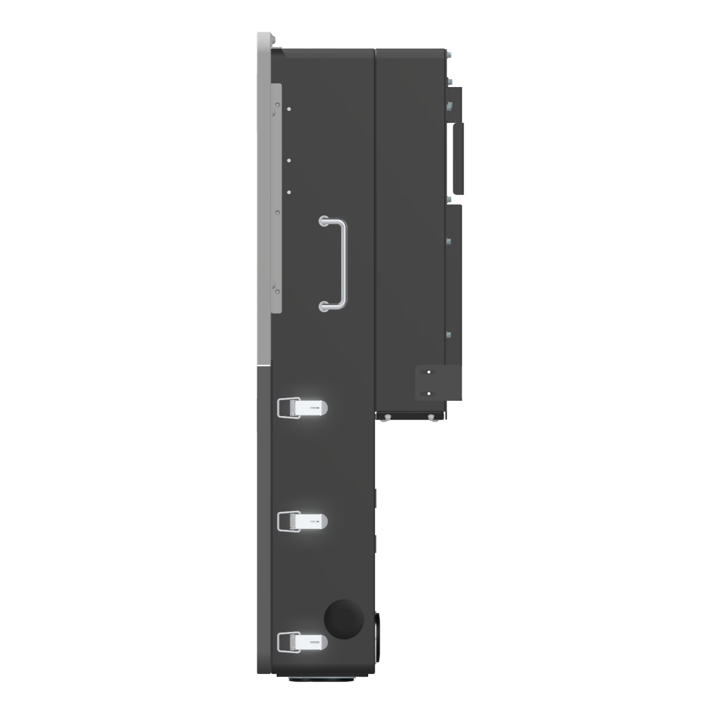 Black metal bracket on a white background