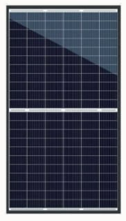 HT-SAAE 405W bifacial solar panel with black frame and half-cut monocrystalline cells, model HT66-166M