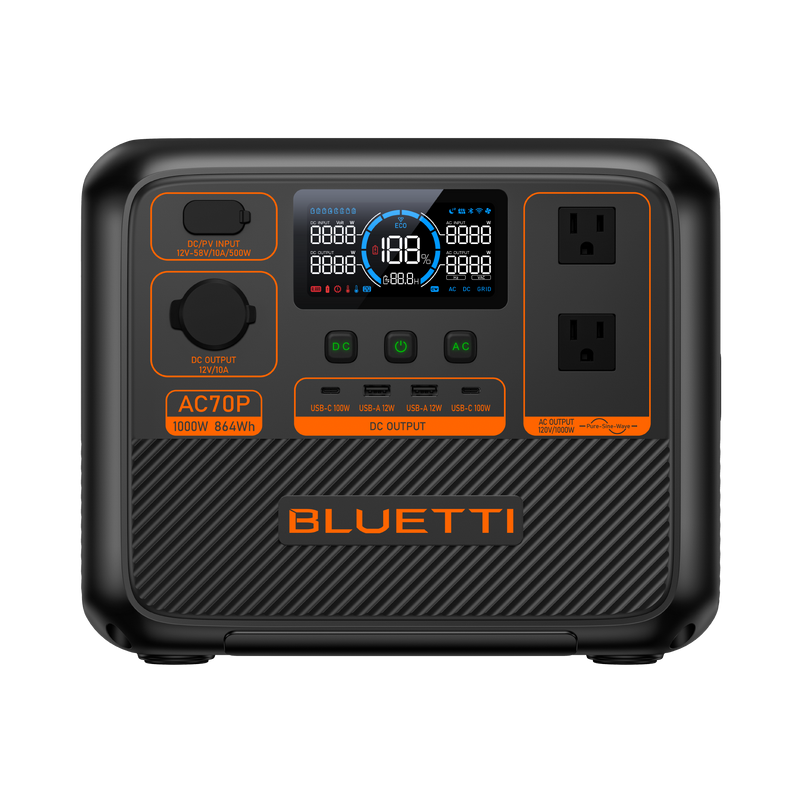 Bluetti 864Wh P-AC70P-US-GY-BL-010 1000W Portable Power Station