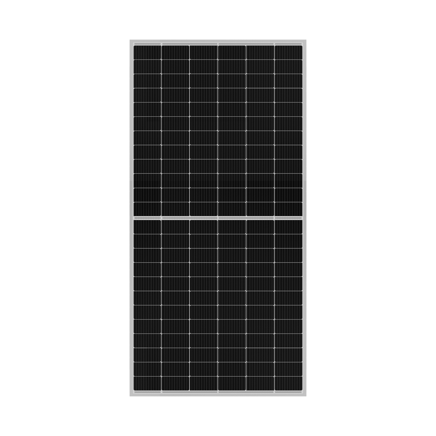SolarSpace 580W N-Type bifacial solar panel SS8-72HD-580 front view with dual-glass construction and half-cut cell layout