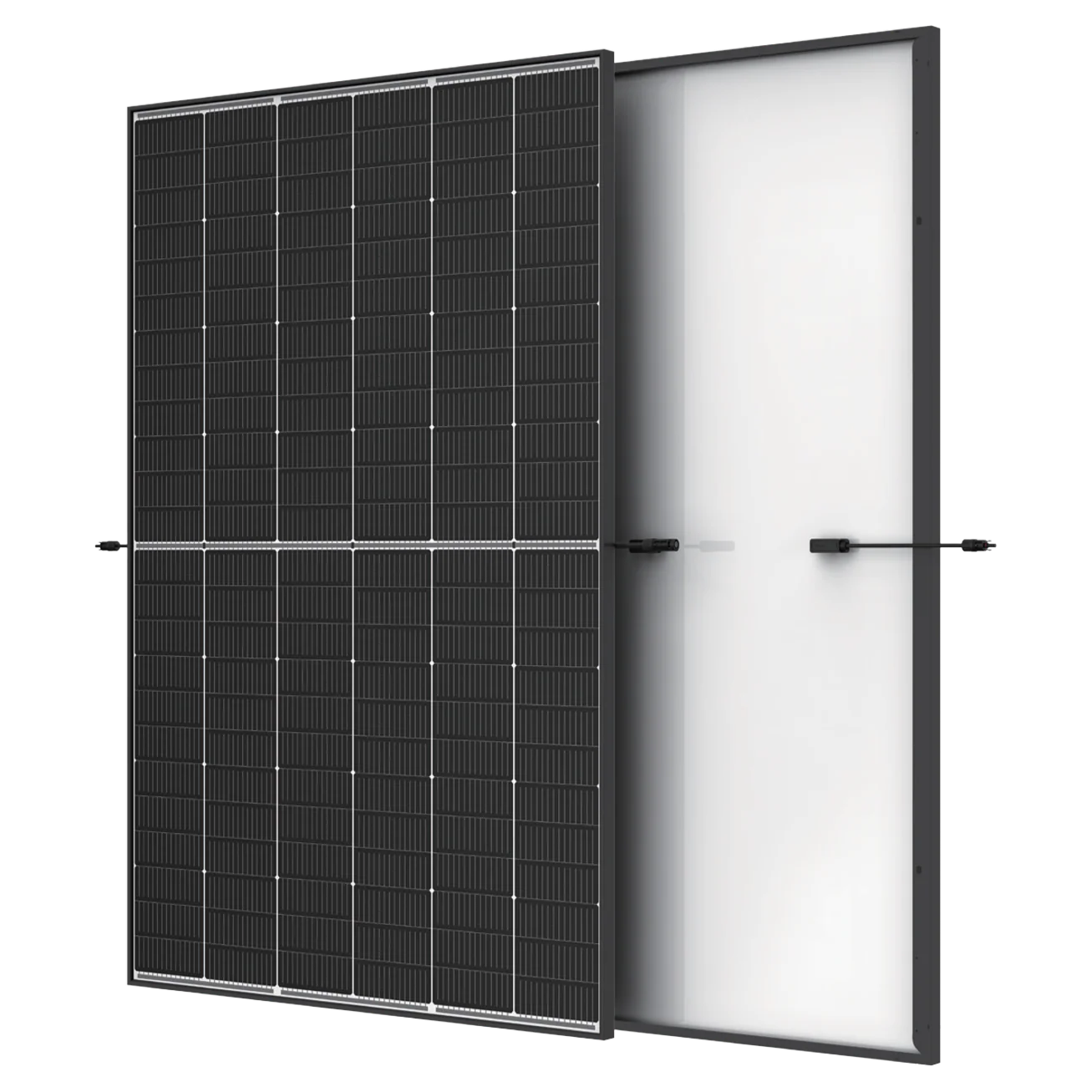 Trina Solar Vertex S+ 435W TOPCon solar panel front view – sleek black monocrystalline design with high efficiency.