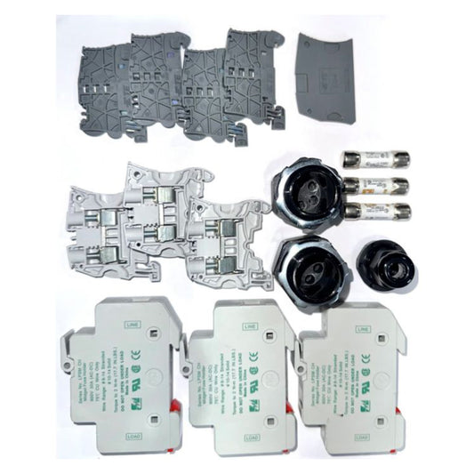 Soladeck 01623 Contains (3)fuse holder, (3)gray 8mm terminal block, (1)gray ter