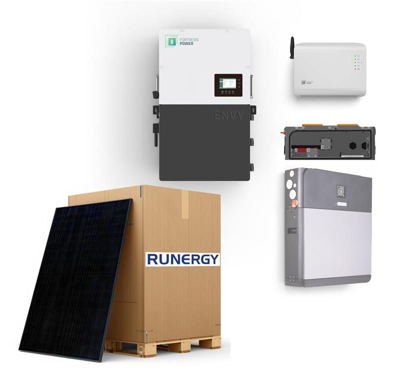 16 kW Home Solar + Storage Bundle – 36 × Runergy 405W Panels, Fortress Power Envy 12 kW & eForce 9.6 kWh Battery System