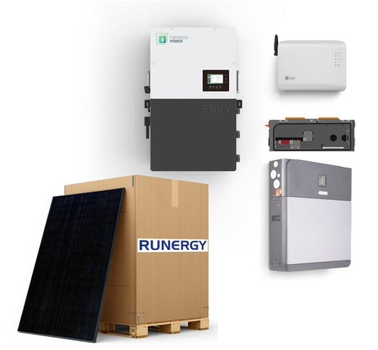 16 kW Home Solar + Storage Bundle – 36 × Runergy 405W Panels, Fortress Power Envy 12 kW & eForce 9.6 kWh Battery System