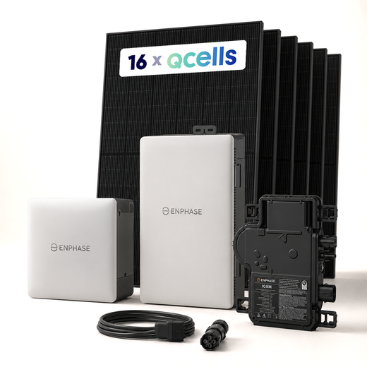 10kW whole-home Enphase solar and battery backup kit with 16 Qcells 430W N-Type solar panels, IQ8MC microinverters, IQ Battery 10C, and IQ Combiner.