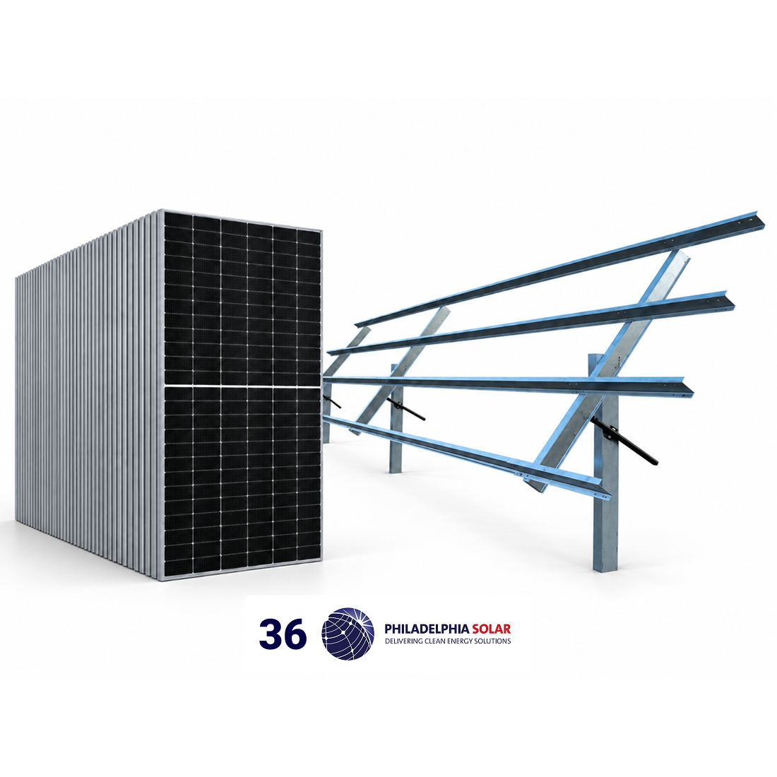 21.6 kW Ground Mount Solar Kit - (36) Philadelphia 600W Bifacial Solar Panels, Sinclair Sky Rack 2.0 & Plans