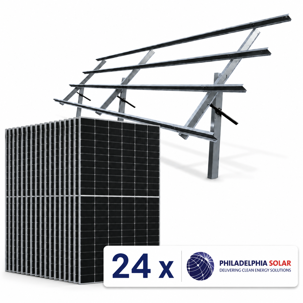 14.4 kW Ground Mount Solar Kit - (24) Philadelphia 600W Bifacial Solar Panels, Sinclair Sky Rack 2.0 & Plans