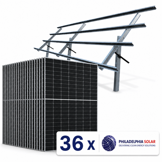 21.6 kW Ground Mount Solar Kit - (36) Philadelphia 600W Bifacial Solar Panels, Sinclair Sky Rack 2.0 & Plans