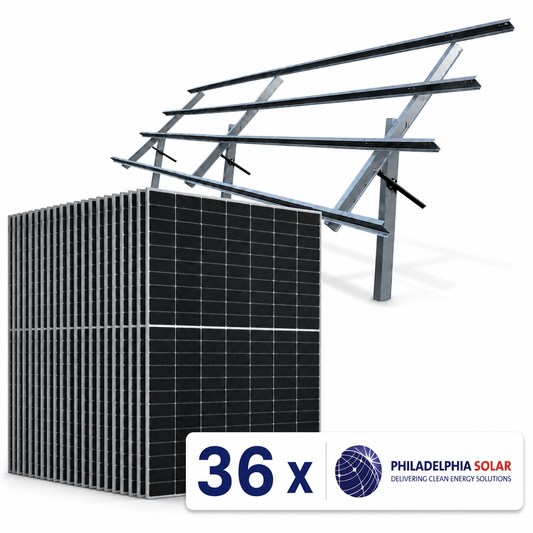 21.6 kW Ground Mount Solar Kit - (36) Philadelphia 600W Bifacial Solar Panels, Sinclair Sky Rack 2.0 & Plans
