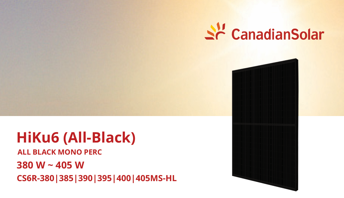 Canadian Oar Canadian Solar 395W HiKu6 All Black Mono PERC Solar Panel CS6R-395MS-H ...