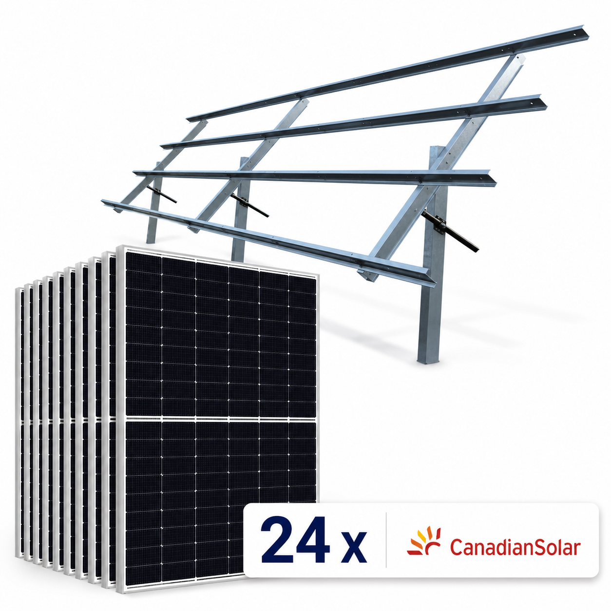 14.8kW Ground Mount Solar Kit - (24) Canadian 620W Bifacial Solar Panels, Sinclair Sky Rack 2.0 & Plans