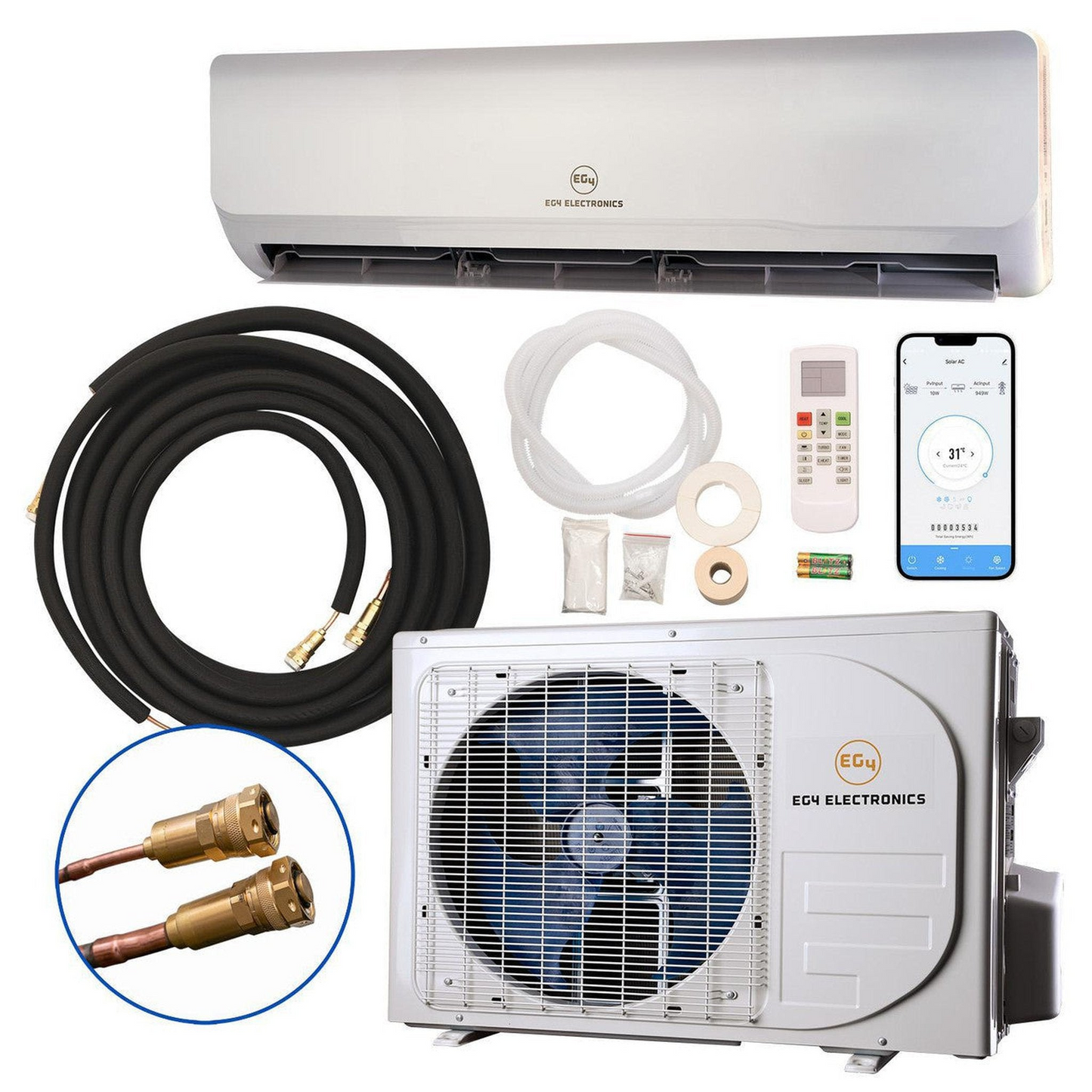 EG4 9K Mini-Split Air Conditioner Heat Pump 9000 BTU SEER2 29.5 Plug-N-Cool  EG4MISP9K