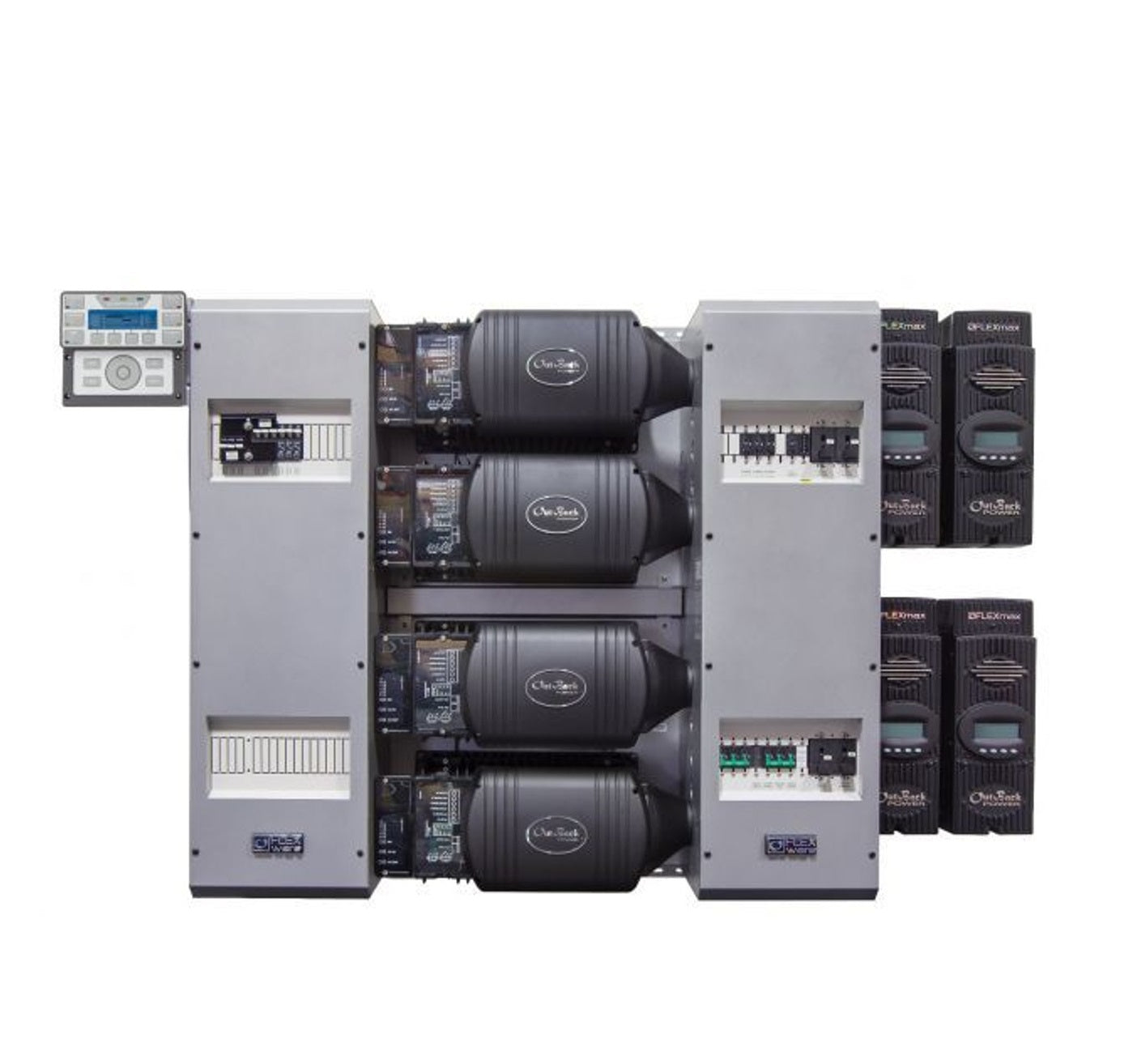 Outback Power FLEXpower FOUR 12kW - 48Vdc Solution, Quad VFXR3048E: A Pre-wired, Modular Inverter System for Off-grid or Grid-tied Applications