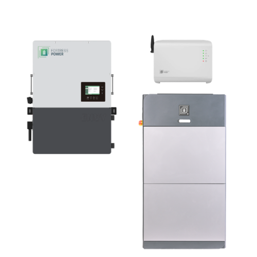 Three energy storage systems on a white background