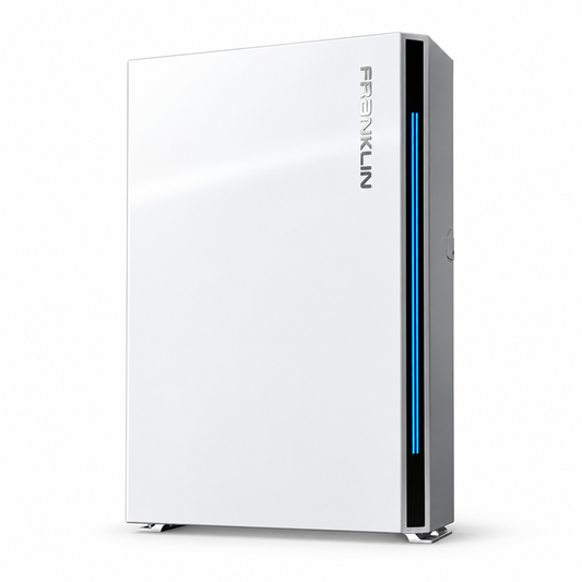 FranklinWH aPower 2 15 kWh home backup battery in white, shown from a front angled view.