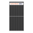 A Hanersun 590W solar panel with a dark gray/black grid pattern and a white header label at the top, set against a plain white background.