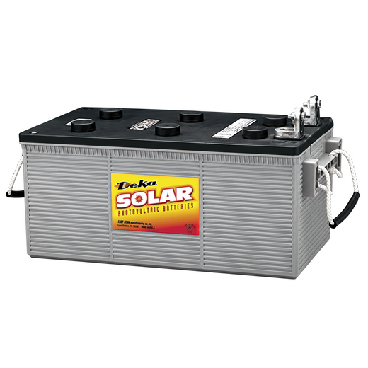 Deka 8A4DLTP 12V 198Ah solar battery on a white background