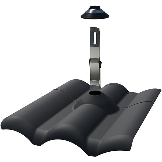 Pegasus Solar W-Tile Flashing w/Scissor & Metalized EPDM Boot Galvanized Black PTX-WFB0