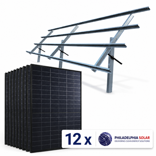 5.4kW Ground Mount Solar Kit - (12) Philadelphia 450W Bifacial Solar Panels, Sinclair Sky Rack 2.0 & Plans