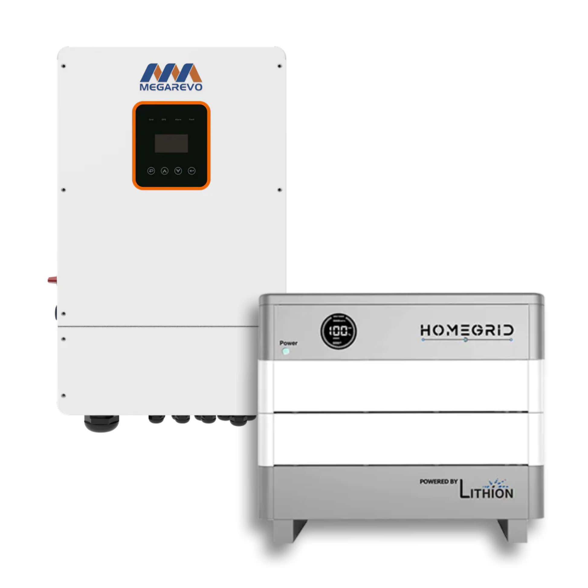 Megarevo 10kW Hybrid Inverter R10KLNA + HomeGrid Stack'd 9.6 kWh - (2) 48V Lithium Battery Bundle