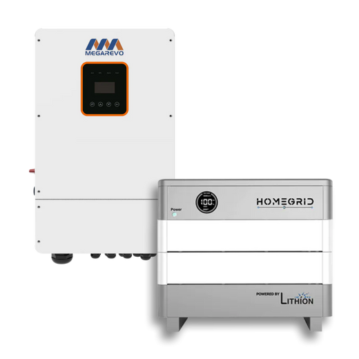 Megarevo 10kW Hybrid Inverter R10KLNA + HomeGrid Stack'd 9.6 kWh - (2) 48V Lithium Battery Bundle