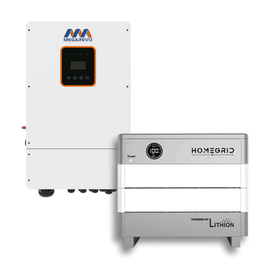 Megarevo 10kW Hybrid Inverter R10KLNA + HomeGrid Stack'd 9.6 kWh - (2) 48V Lithium Battery Bundle