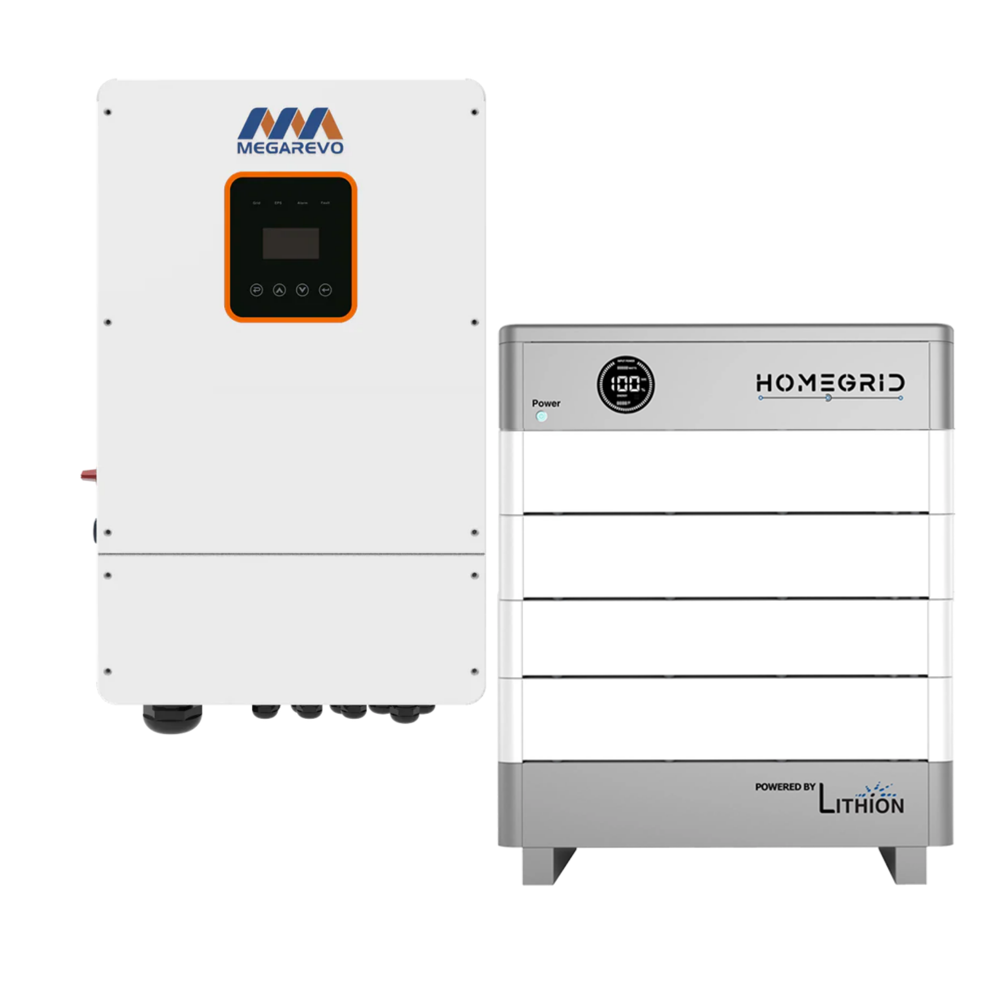 Megarevo 10kW Hybrid Inverter R10KLNA + HomeGrid Stack'd 19.2 kWh - (4) 48V Lithium Battery Bundle