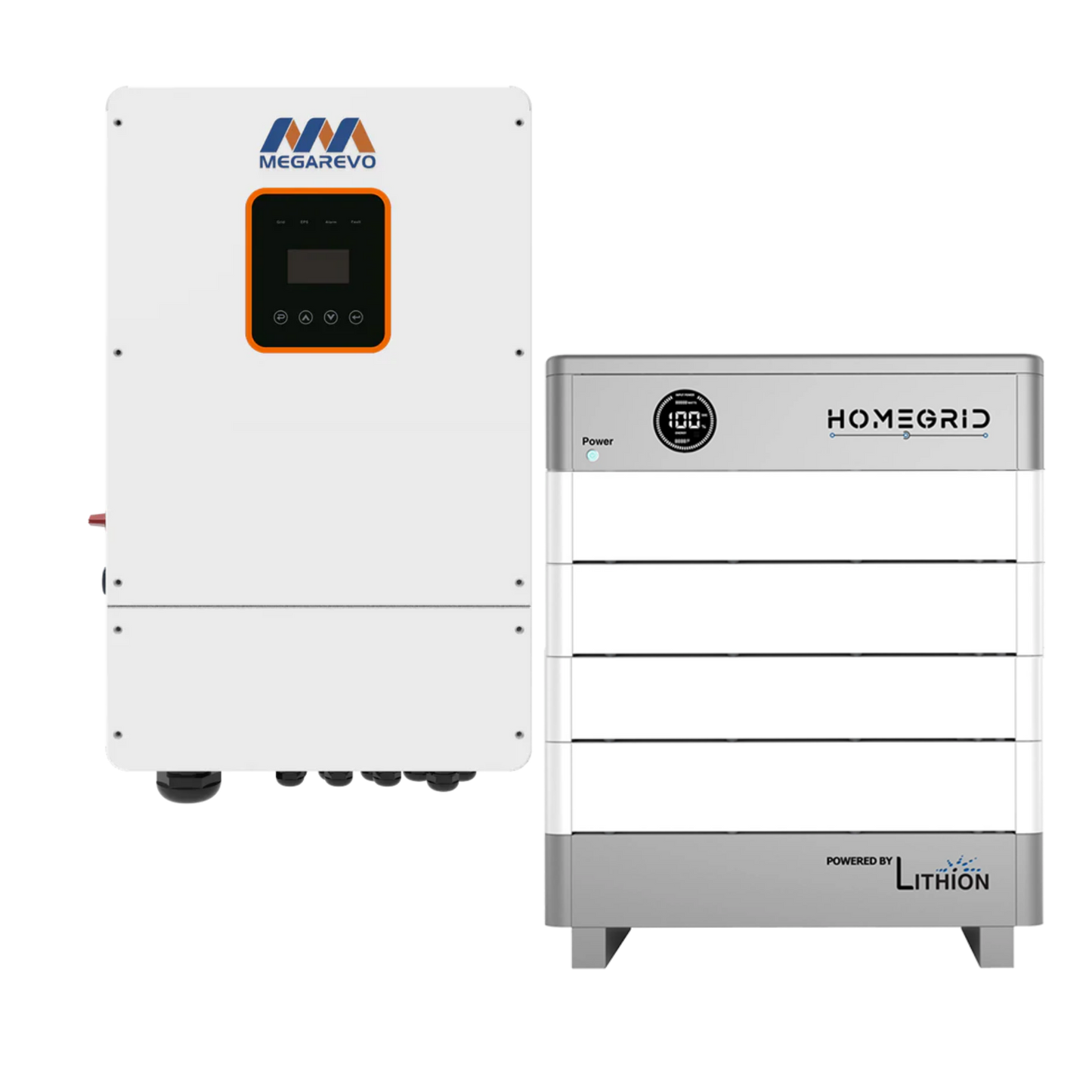 Megarevo 10kW Hybrid Inverter R10KLNA + HomeGrid Stack'd 19.2 kWh - (4) 48V Lithium Battery Bundle