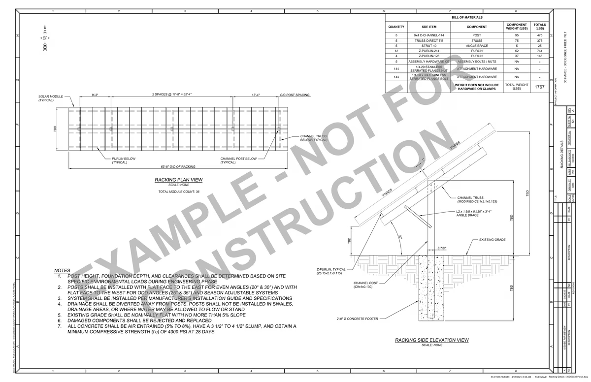 36 Panel Sinclair Sky Rack 2.0 Ground Mount Racking Solar Kit (Seasonal Adjust) Made in USA
