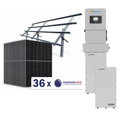 21.6kW Ground Mount Solar Kit + 32kWh Battery Backup | Sinclair Sky Rack 2.0, Sol Ark, Discover