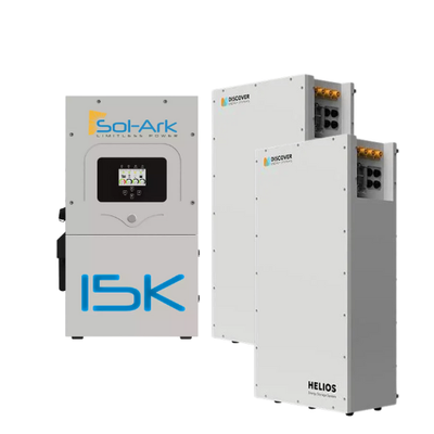 Sol-Ark 15K-2P 15kW Hybrid Inverter + 32.2kWh Discover Helios 48V Outdoor Battery Kit