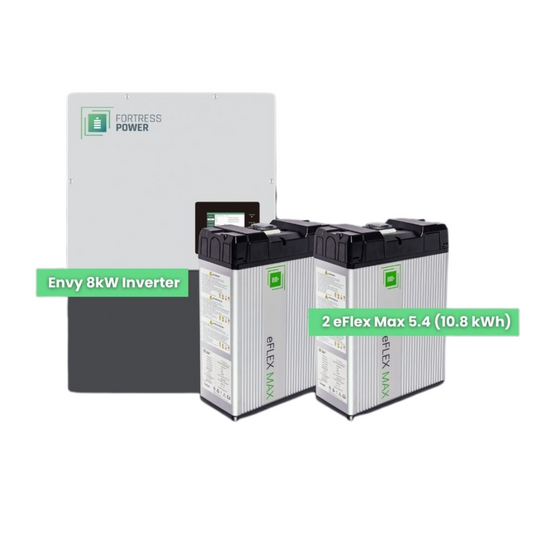 Fortress Power Envy 8kW All in One Hybrid Inverter + 2 eFlex Max 5.4 kWh Batteries Combo