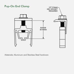 SunModo End Clamp SMR Pop-On Silver CLMP-END-SMR-S