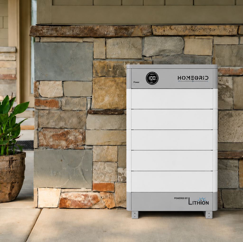 HomeGrid Stack'd 24 kWh - (5) 48V Standard All Weather Lithium Battery Modules + BMS and Base HG-5-Stack