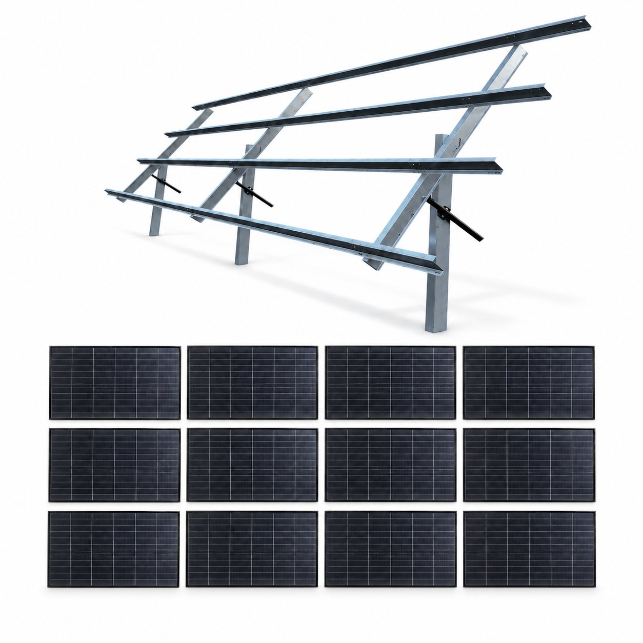 12 Philadelphia Solar panels with Sinclair SkyRack 2.0 ground-mount racking kit