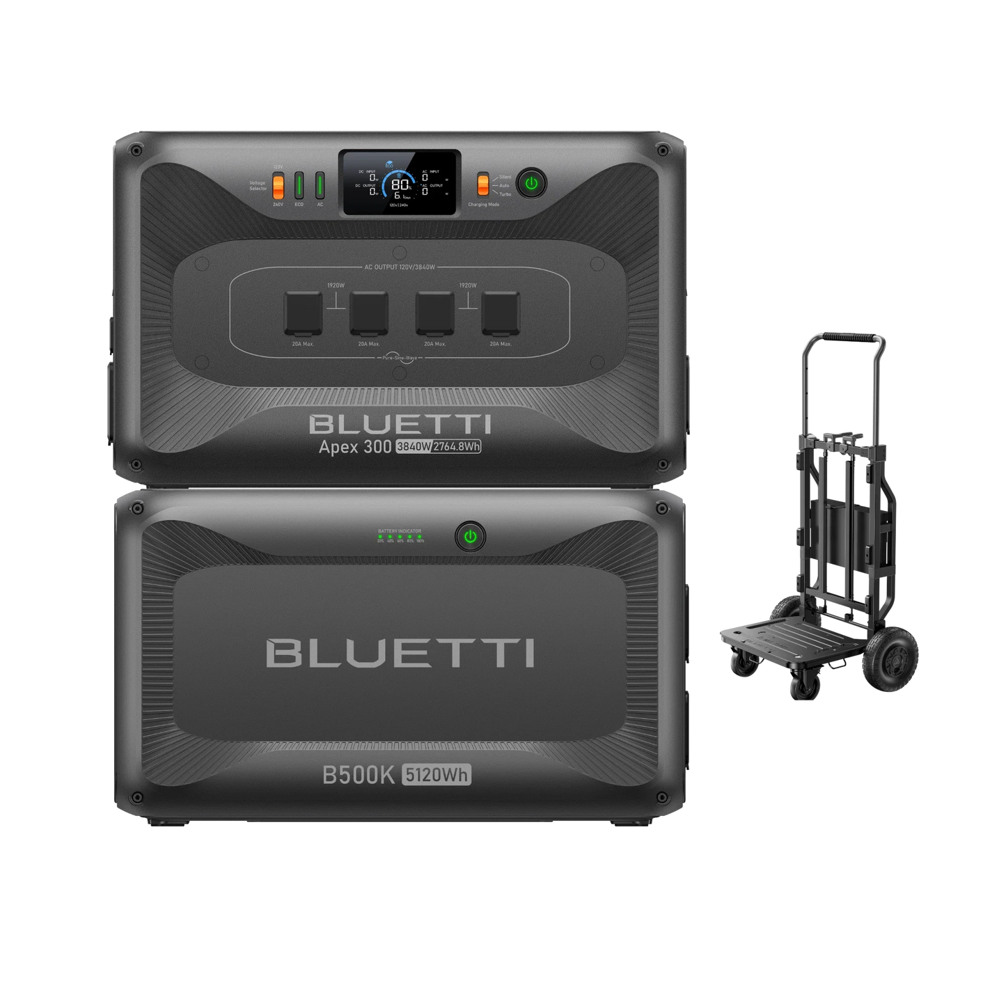 Bluetti Apex 300 + 2 x B500K Expansion Batteries + Foladable Trolley 2 - Bundle