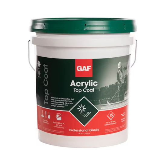 GAF Acrylic Top Coat 5 Gallon UV Protection for Multiple Roof Type