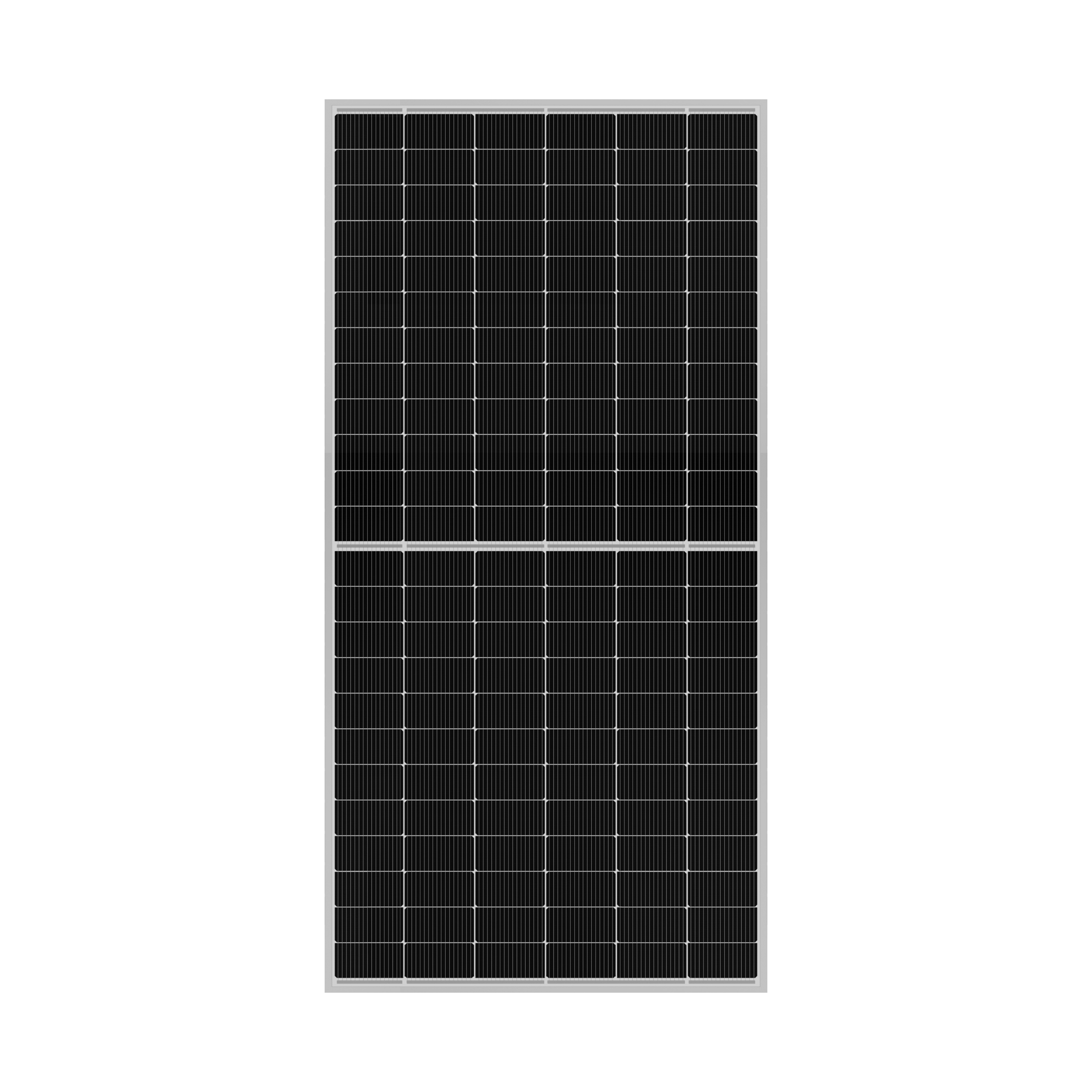 SolarSpace 580W N-Type bifacial solar panel SS8-72HD-580 front view with dual-glass construction and half-cut cell layout