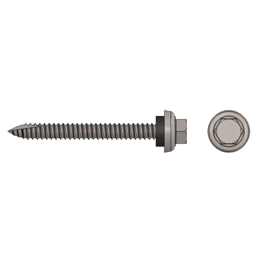 S-5!  2.5" x 1/4-14 Hex Washer Head Metal-to-Wood Roofing Screw with Milled Point – 1 Screw